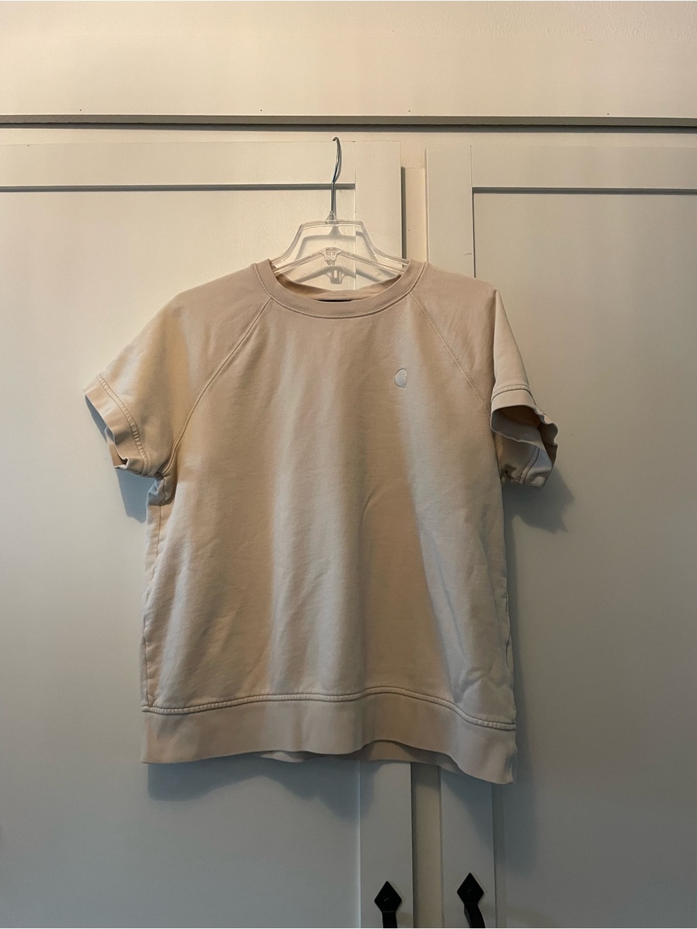 Carhartt Short-Sleeve Relaxed Fit Sweatshirt Top in Cream Size Large
